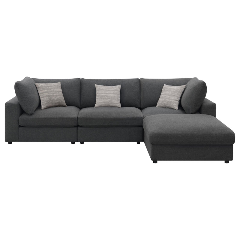 Serene 4 piece Upholstered Modular Sectional Sofa Charcoal