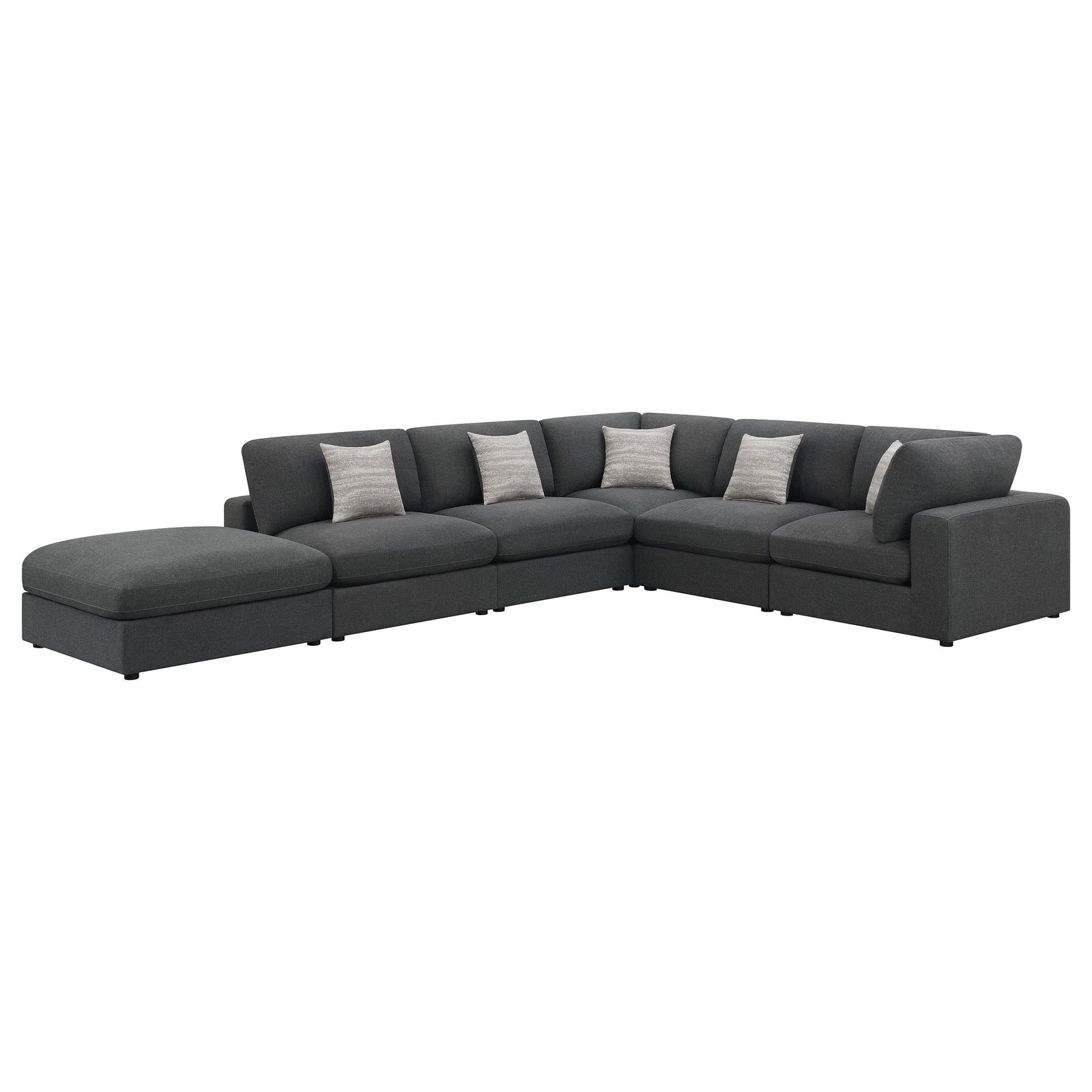 Serene 6 piece Upholstered Modular Sectional Sofa Charcoal