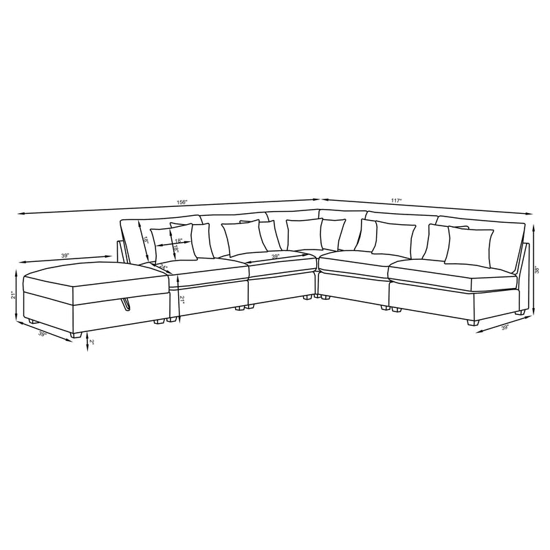 Cambria 4 piece Upholstered Modular Sectional Sofa Grey