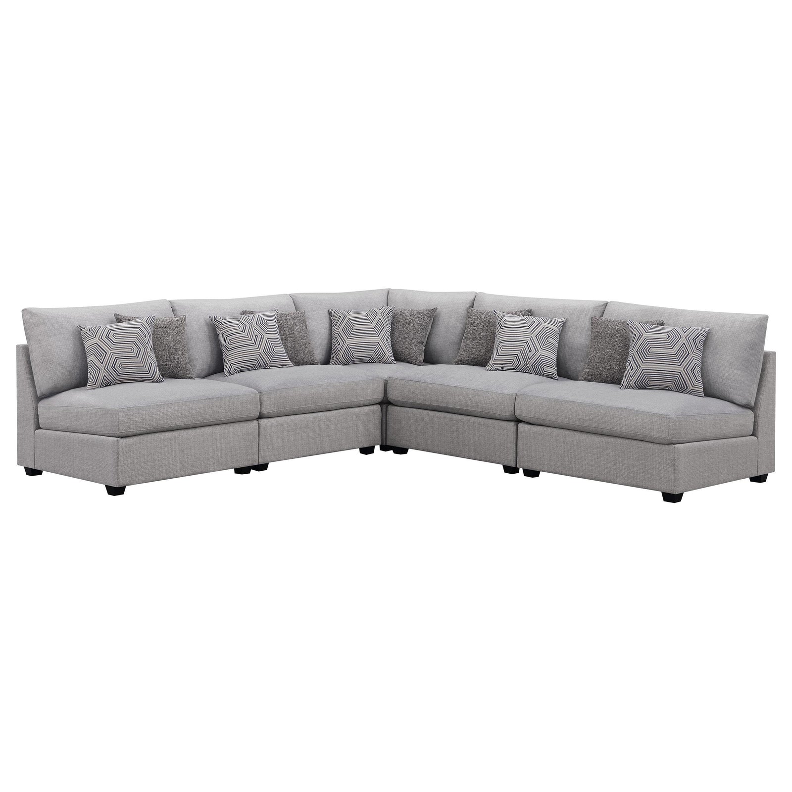 Cambria 5 piece Upholstered Modular Sectional Sofa Grey