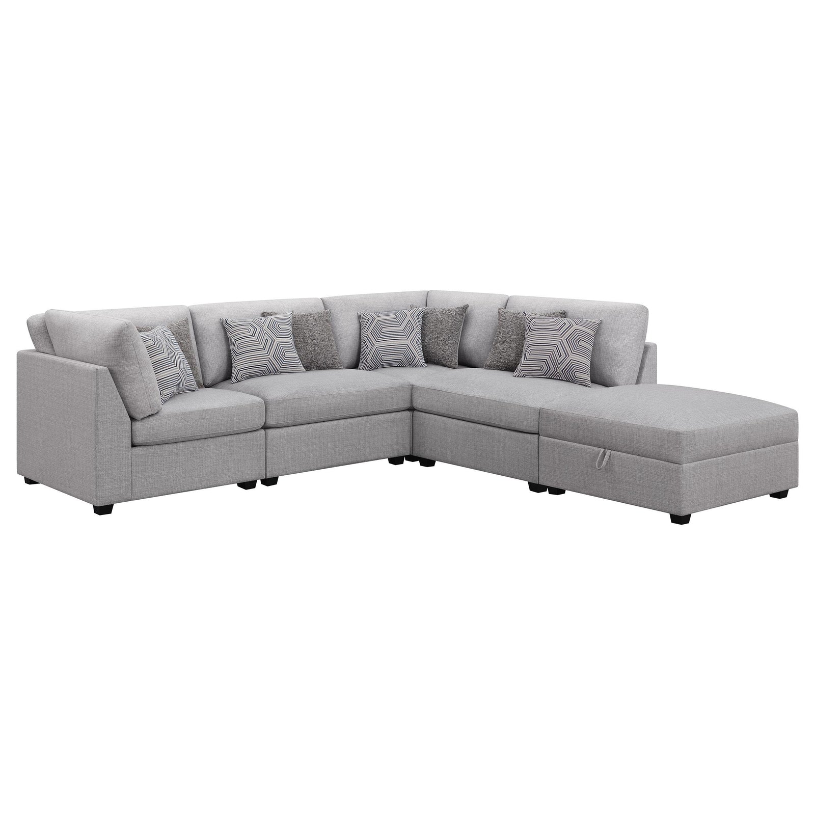 Cambria 5 piece Upholstered Modular Sectional Sofa Grey