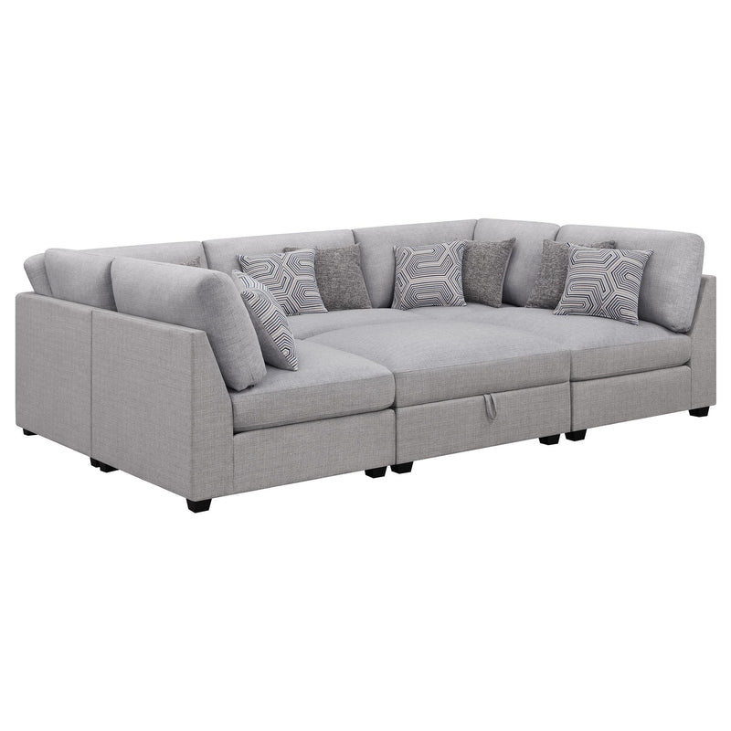 Cambria 6 piece Upholstered Modular Sectional Sofa Grey