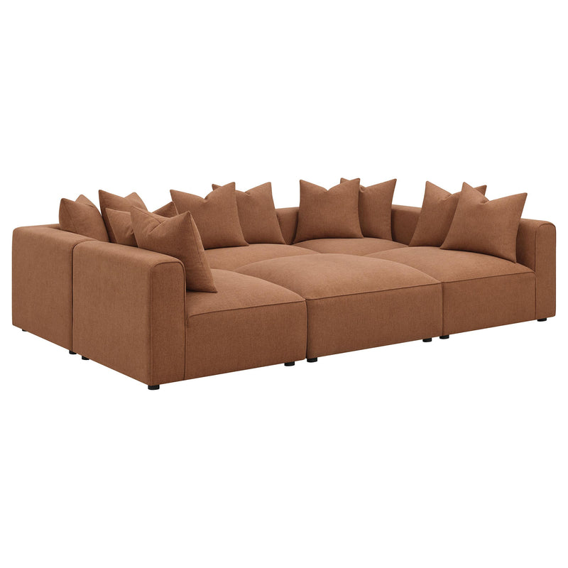 Jennifer 6 piece Upholstered Modular Sectional Terracotta