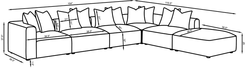 Jennifer 6 piece Upholstered Modular Sectional Terracotta