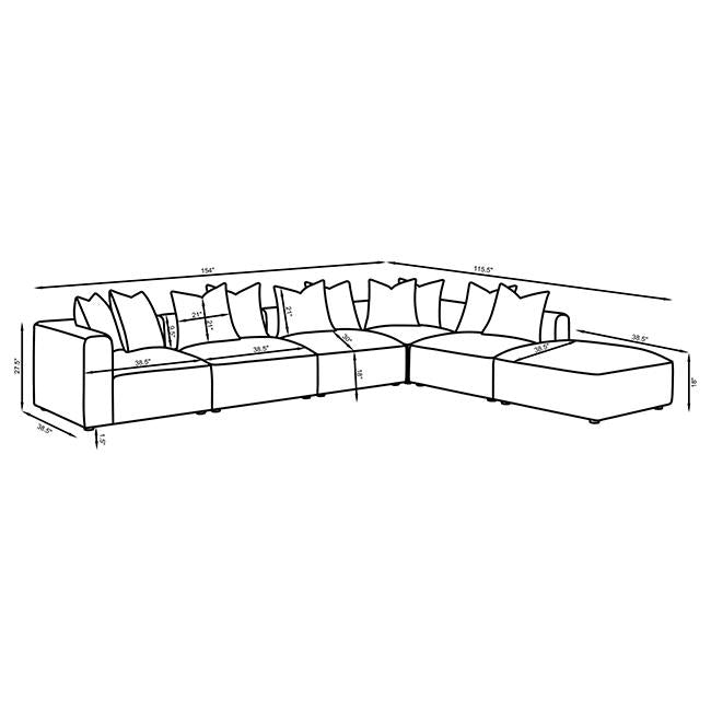 Jennifer 6 piece Upholstered Modular Sectional Grey