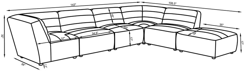 Sunny 6 piece Upholstered Modular Sectional Sofa Natural