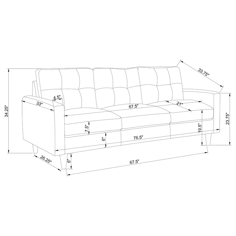 Watsonville 2 piece Upholstered Track Arm Sofa Set Grey