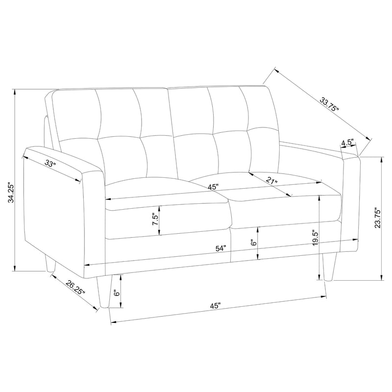 Watsonville 2 piece Upholstered Track Arm Sofa Set Grey