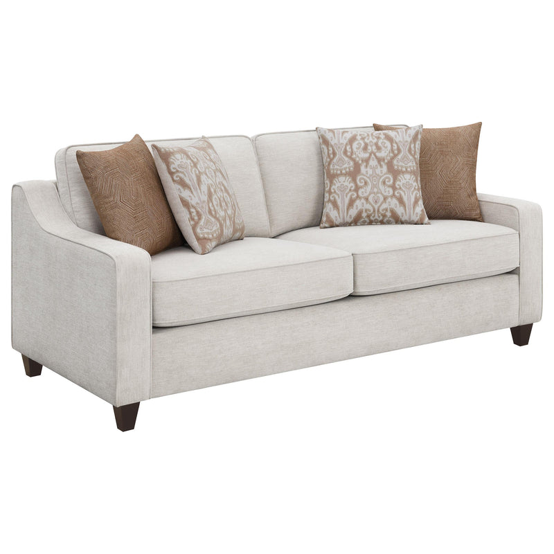 Christine 2 piece Upholstered Sloped Arm Sofa Set Beige