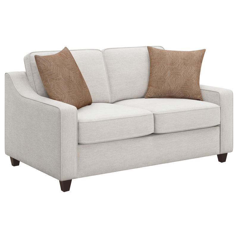 Christine 2 piece Upholstered Sloped Arm Sofa Set Beige