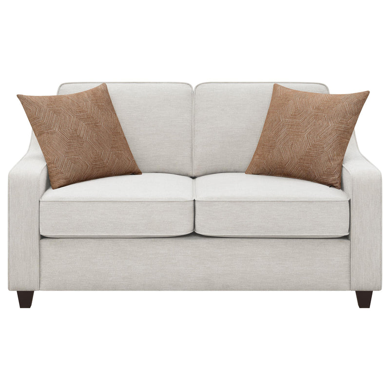 Christine 2 piece Upholstered Sloped Arm Sofa Set Beige