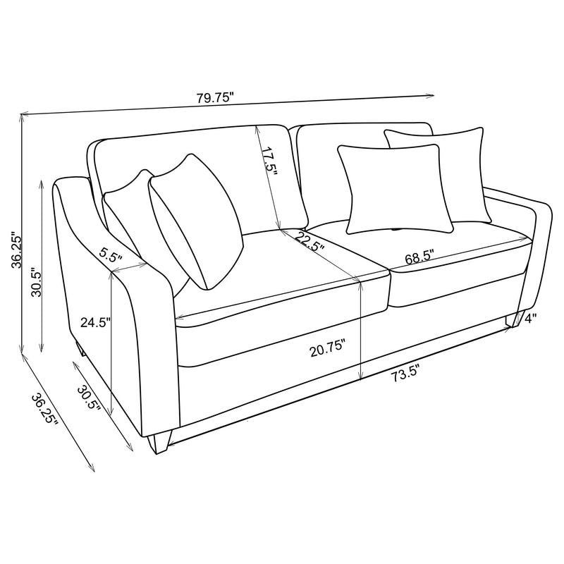 Christine 2 piece Upholstered Sloped Arm Sofa Set Beige