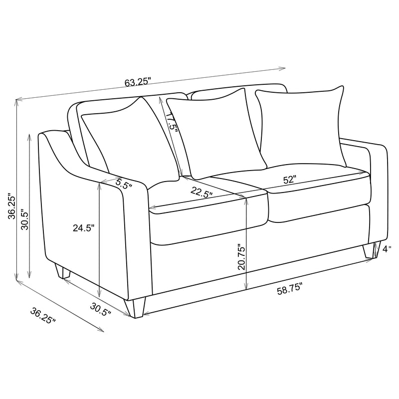 Christine 2 piece Upholstered Sloped Arm Sofa Set Beige