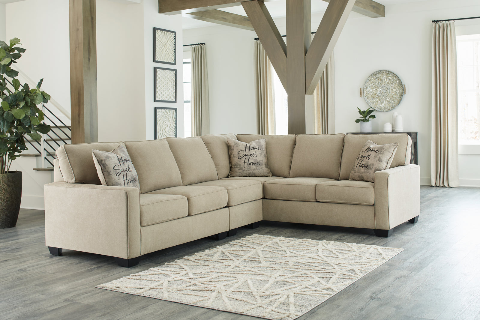 Lucina Quartz 3-Piece Sectional With Ottoman