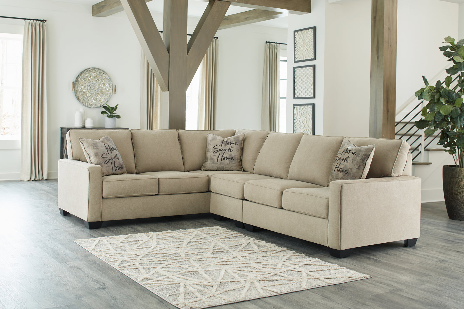 Lucina Quartz 3-Piece Sectional With Ottoman