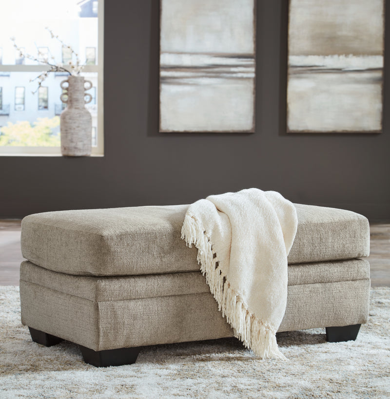 Stonemeade Taupe Chenille Ottoman