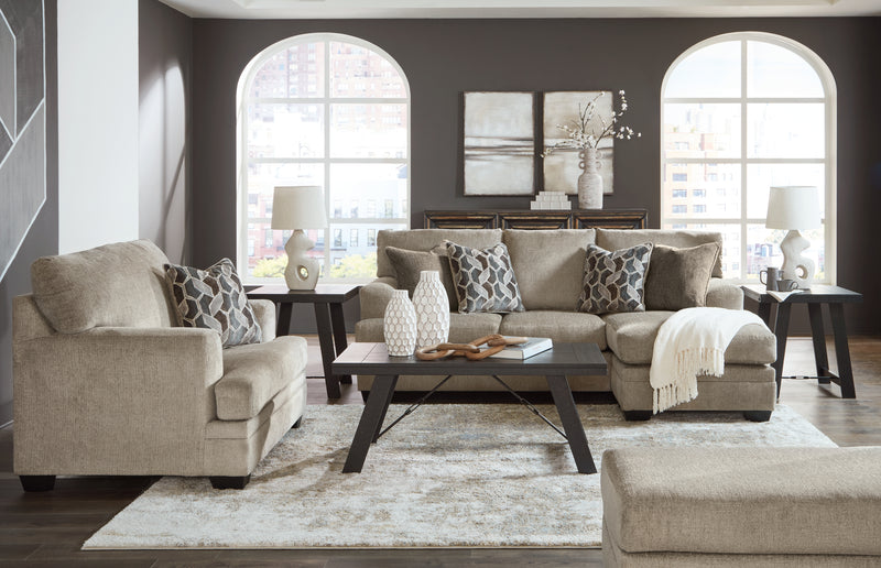 Stonemeade Taupe Sofa Chaise, Chair, and Ottoman