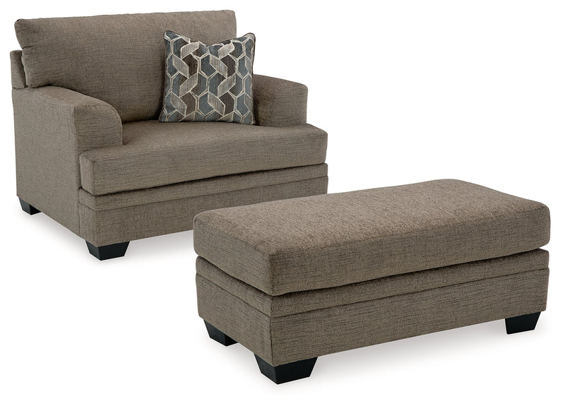 Stonemeade Nutmeg Sofa Chaise, Chair, and Ottoman