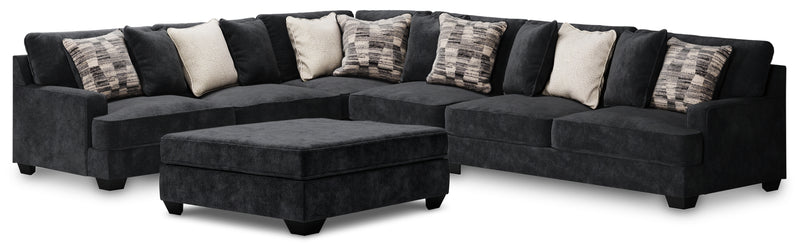 Lavernett Charcoal 4-Piece Sectional With Ottoman