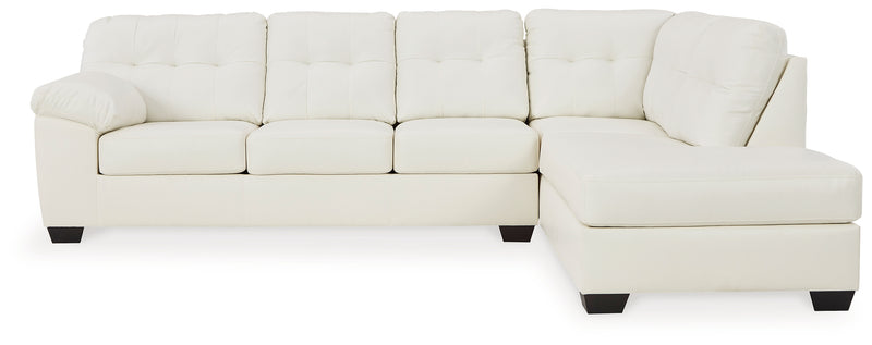 Donlen White 2-Piece Sectional With Chaise