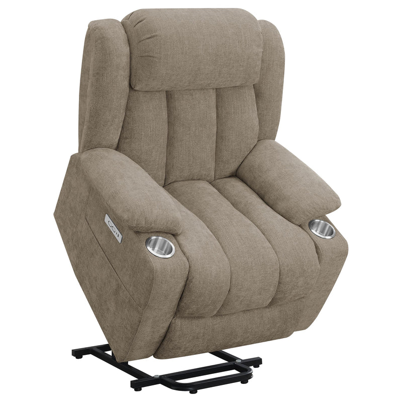 Houston Upholstered Power Lift Recliner Chair Camel