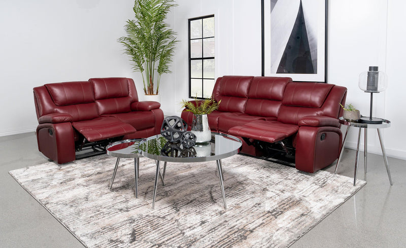 Camila 2 piece Upholstered Reclining Sofa Set Red