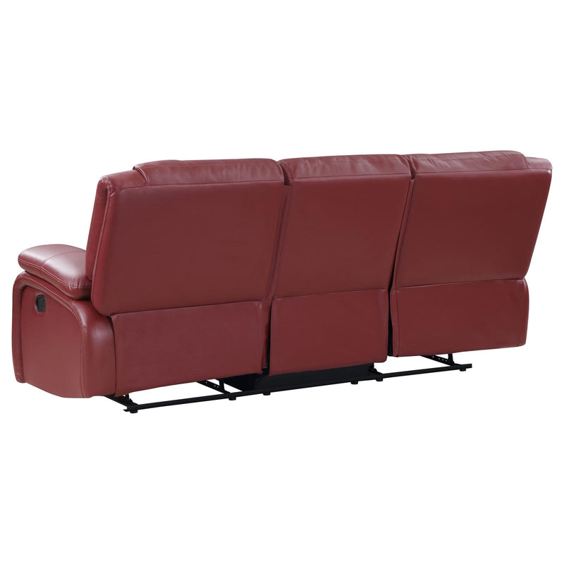 Camila Upholstered Motion Reclining Sofa Red Faux Leather 610241