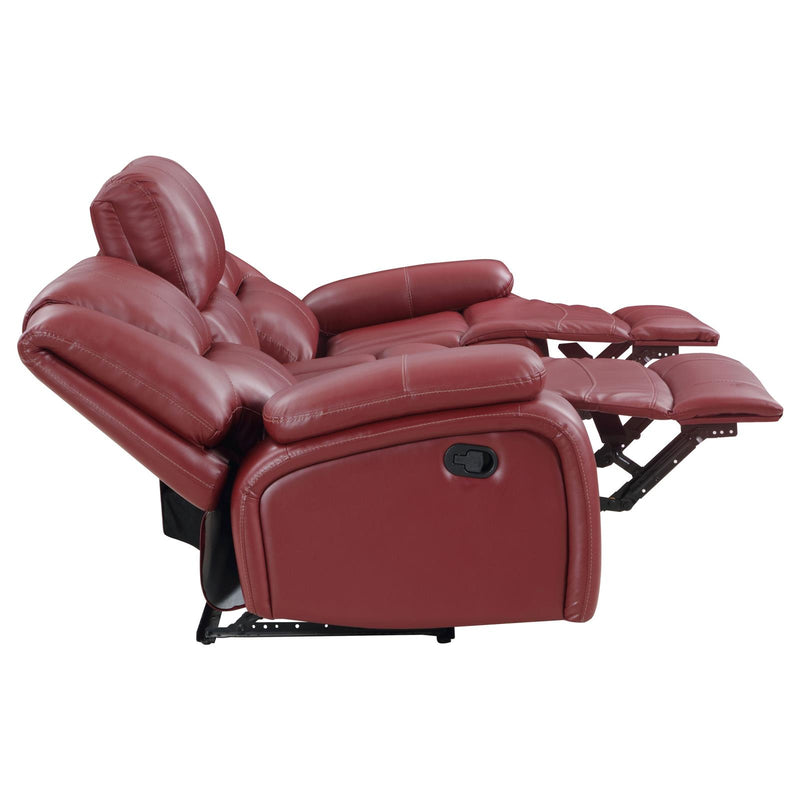 Camila Upholstered Motion Reclining Sofa Red Faux Leather 610241