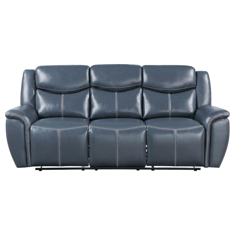 Sloane Upholstered Motion Reclining Sofa With Drop Down Table Blue 610271
