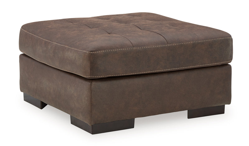 Maderla Walnut 2-Piece Sectional With Ottoman