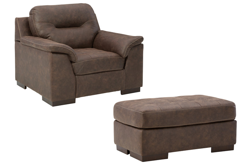 Maderla Walnut Chair And Ottoman