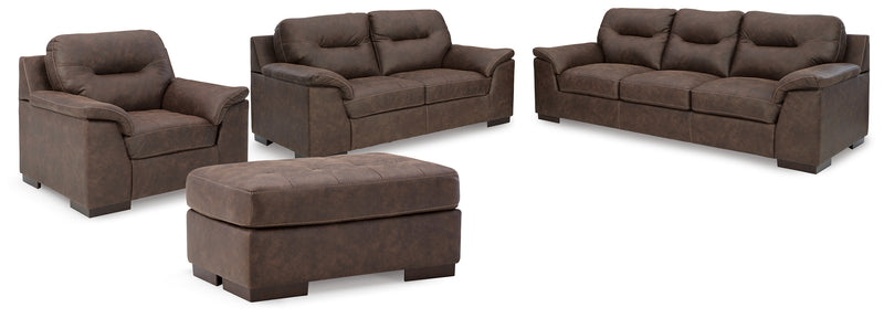 Maderla Walnut Sofa Loveseat Chair And Ottoman