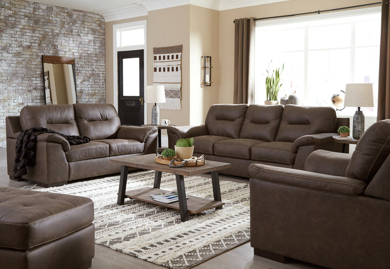 Maderla Walnut Sofa Loveseat Chair And Ottoman