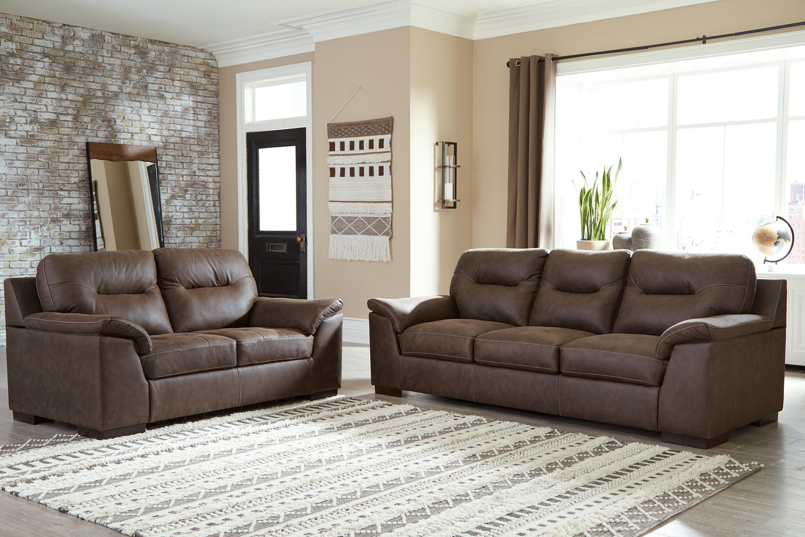 Maderla Walnut Sofa And Loveseat