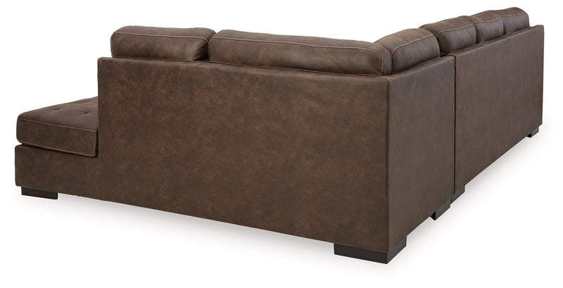 Maderla Walnut 2-Piece Sectional With Chaise