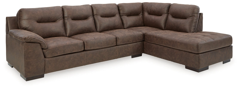 Maderla Walnut 2-Piece Sectional With Chaise