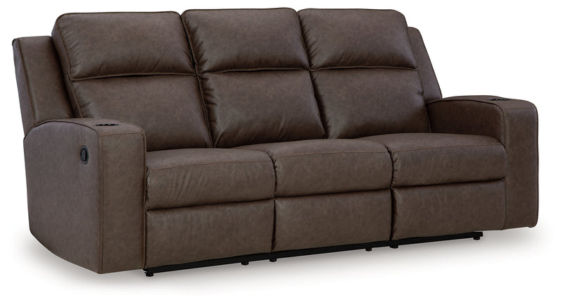 Lavenhorne Granite Faux Leather Reclining Sofa With Drop Down Table
