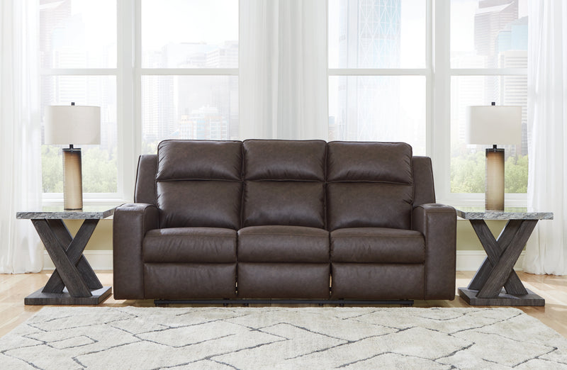Lavenhorne Granite Faux Leather Reclining Sofa With Drop Down Table