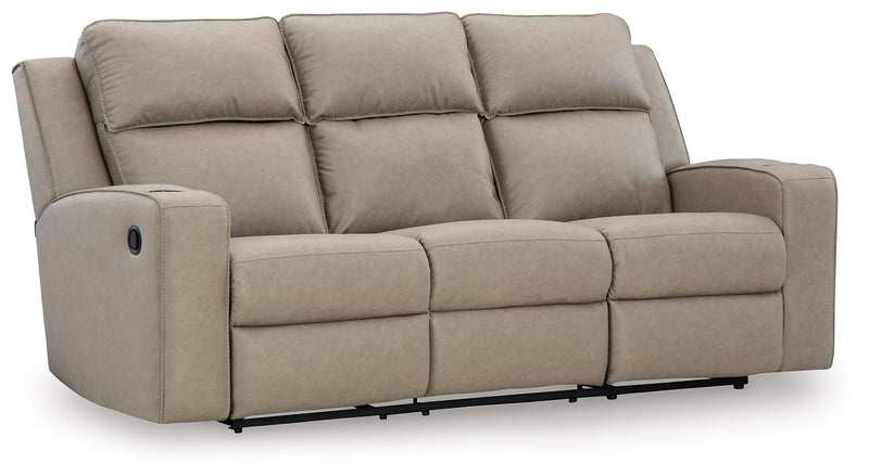 Lavenhorne Pebble Faux Leather Reclining Sofa With Drop Down Table