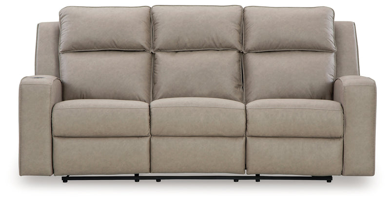 Lavenhorne Pebble Faux Leather Reclining Sofa With Drop Down Table