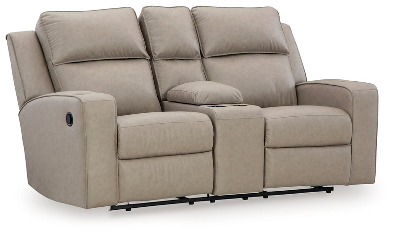 Lavenhorne Pebble Faux Leather Reclining Loveseat With Console