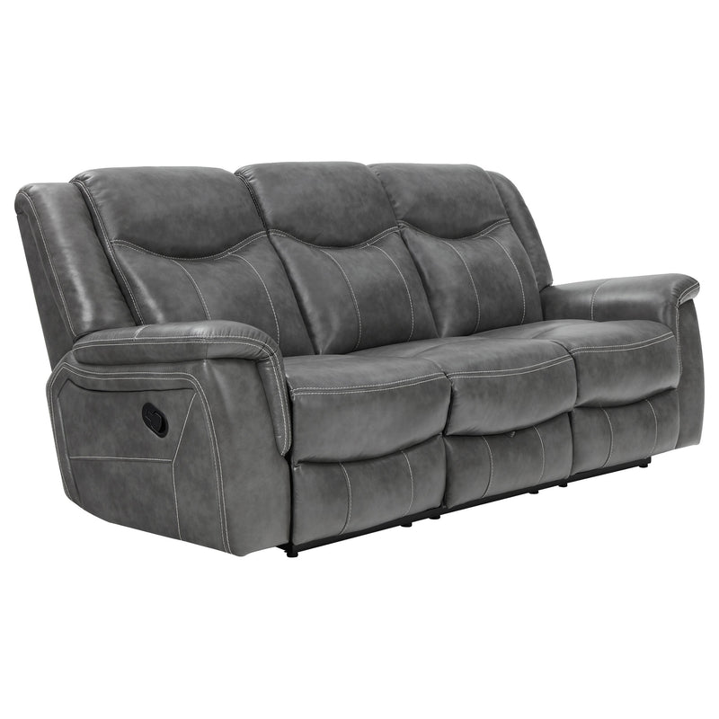 Conrad 2 piece Upholstered Padded Arm Motion Sofa Set Grey