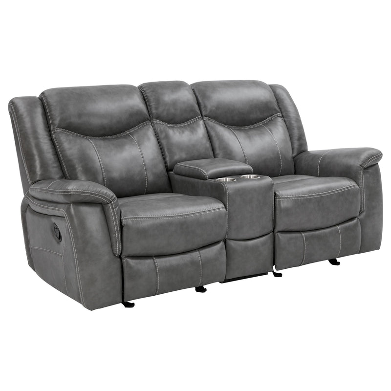 Conrad 2 piece Upholstered Padded Arm Motion Sofa Set Grey