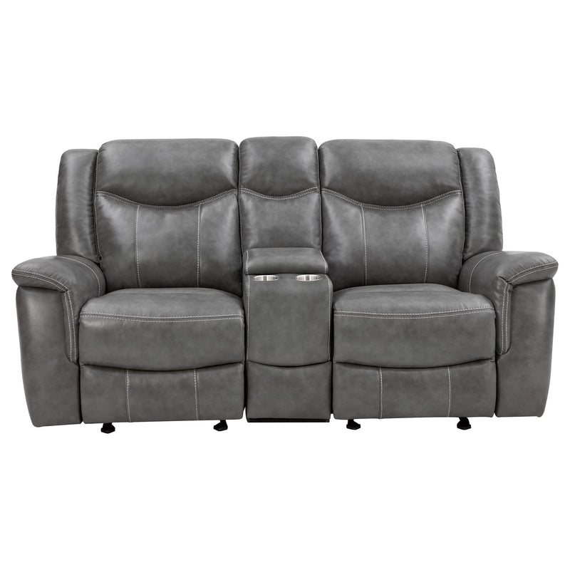 Conrad 2 piece Upholstered Padded Arm Motion Sofa Set Grey