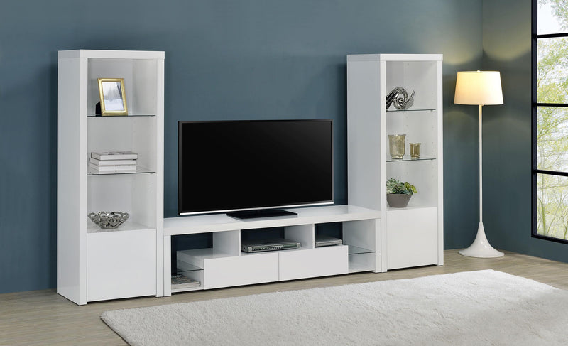 Jude 3 Piece Entertainment Center With 71" TV Stand White High Gloss