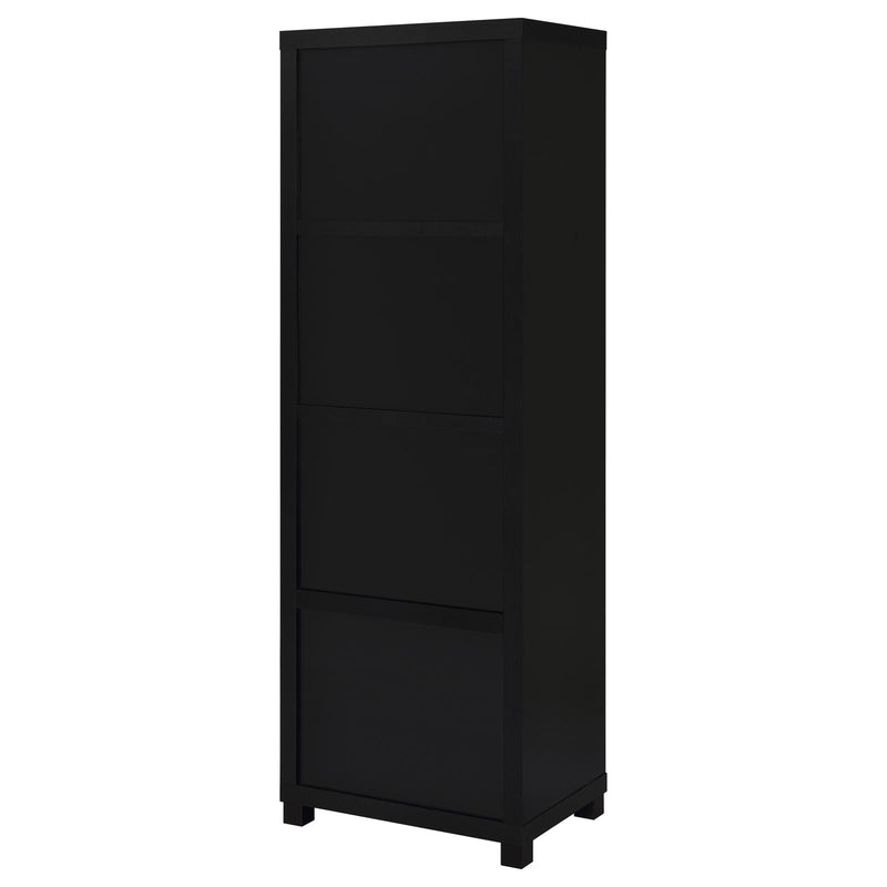 Jupiter 3-Shelf Media Tower Bookcase With Storage Cabinet Black 707756
