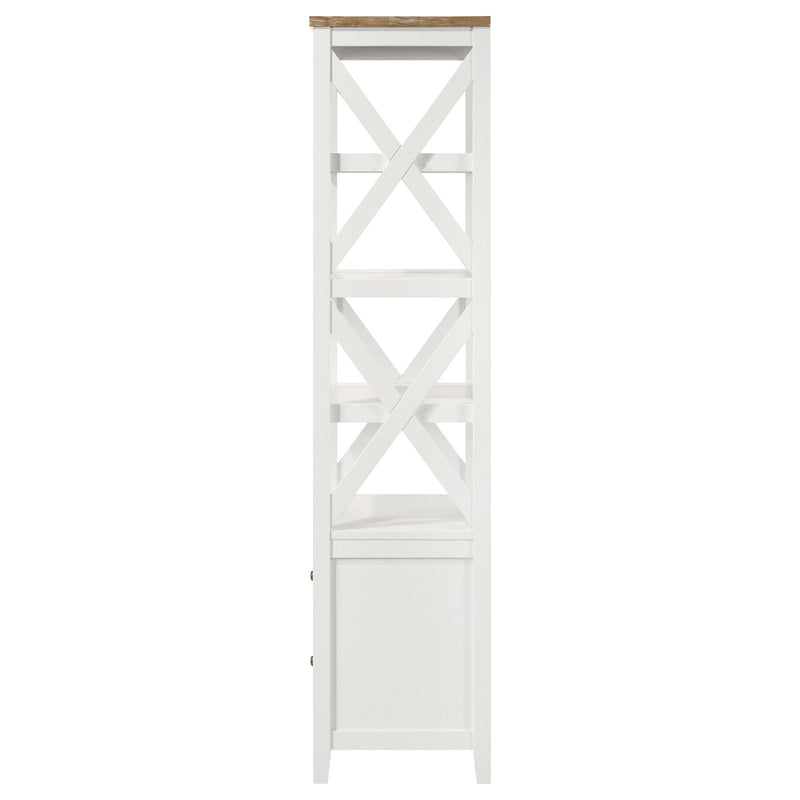 Angela 4-Shelf Wooden Media Tower With Drawers Brown And White 708254