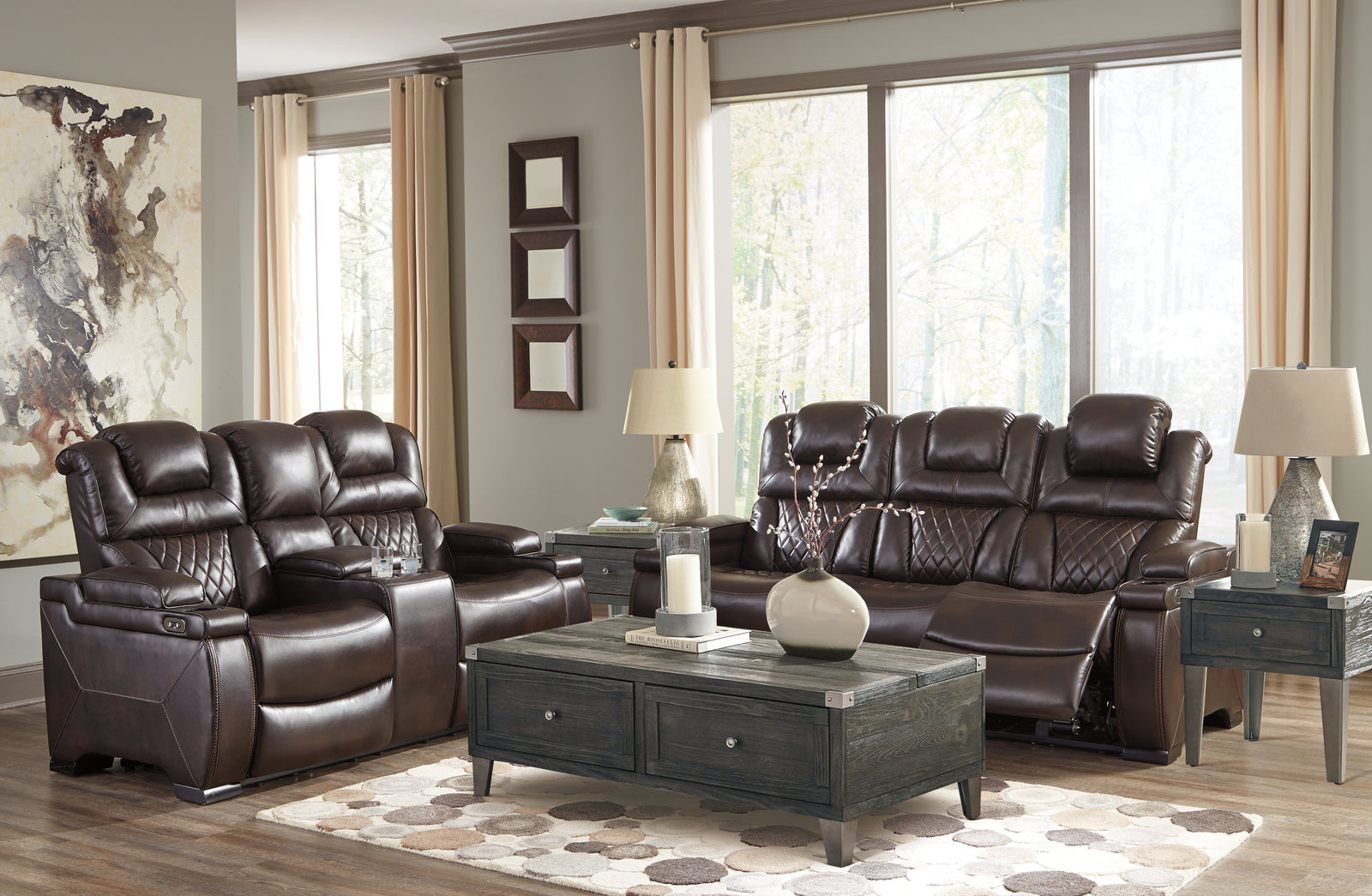 Warnerton Chocolate Sofa And Loveseat