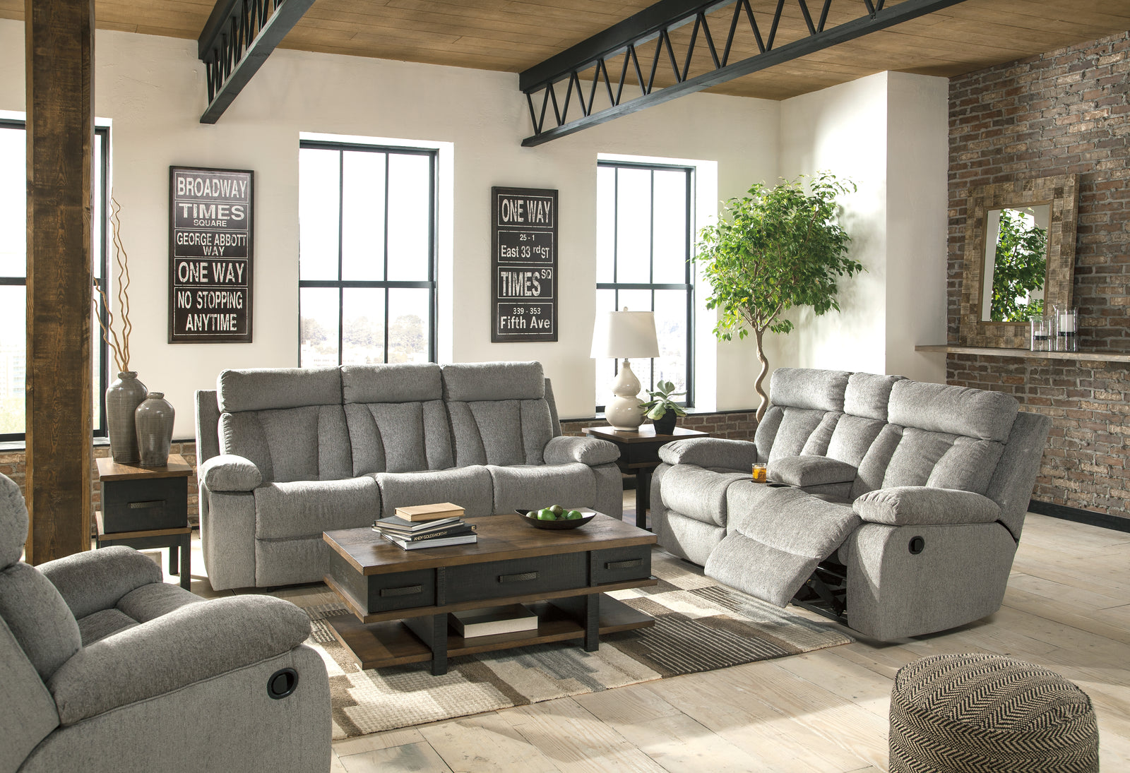 Mitchiner Fog Sofa Loveseat And Recliner