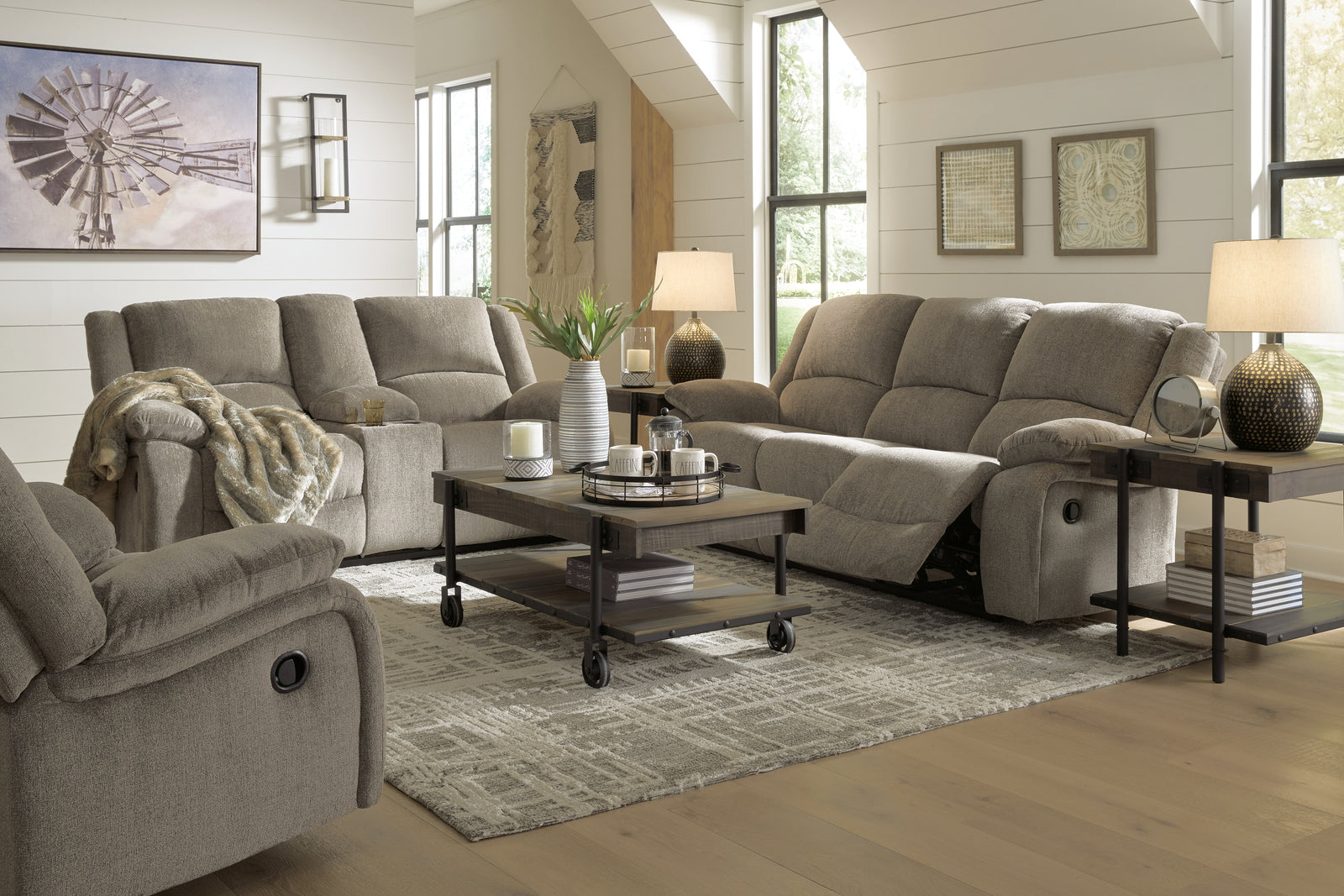 Draycoll Pewter Sofa Loveseat And Recliner